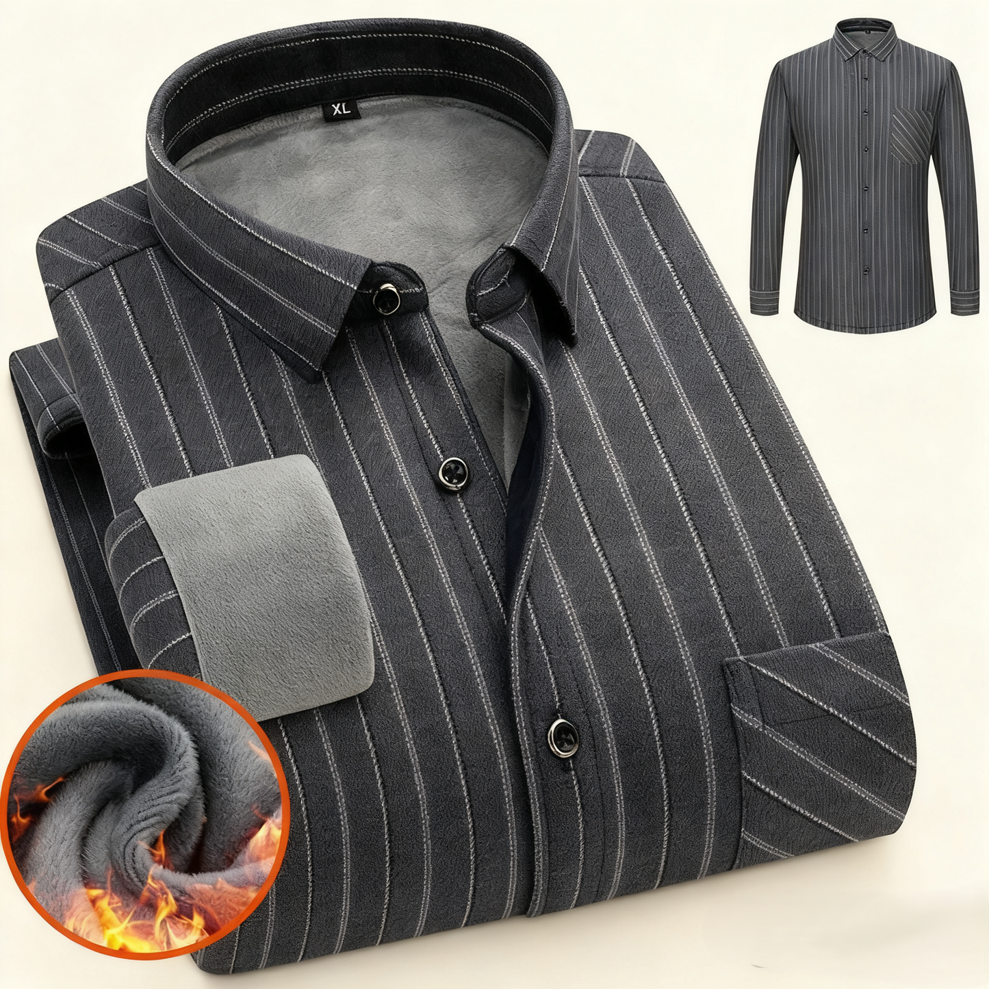 🔥👔【L-5XL】 Ciepła koszula biznesowa z długimi rękawami na jesień i zimę