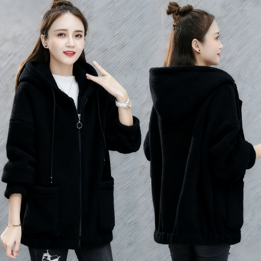 🔥✨【M-4XL】2025 Zimowa nowa moda damska pluszowa wełniana polarowa kurtka z kapturem