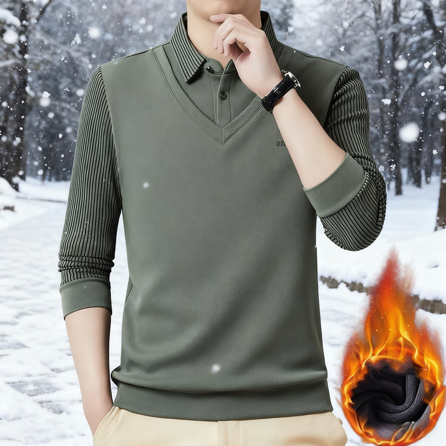 🔥【🛒Kup 1, a 1 dostaniesz gratis】【M-4XL】Męski dwuczęściowy, ciepły top z kaszmiru premium
