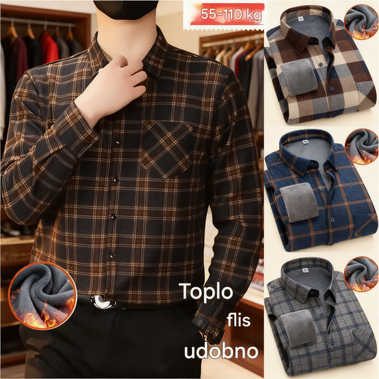 🔥👔【L-5XL】 Ciepła koszula biznesowa z długimi rękawami na jesień i zimę